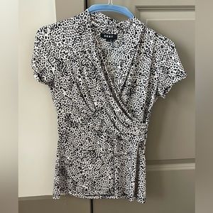 DKNY black and white leopard print top